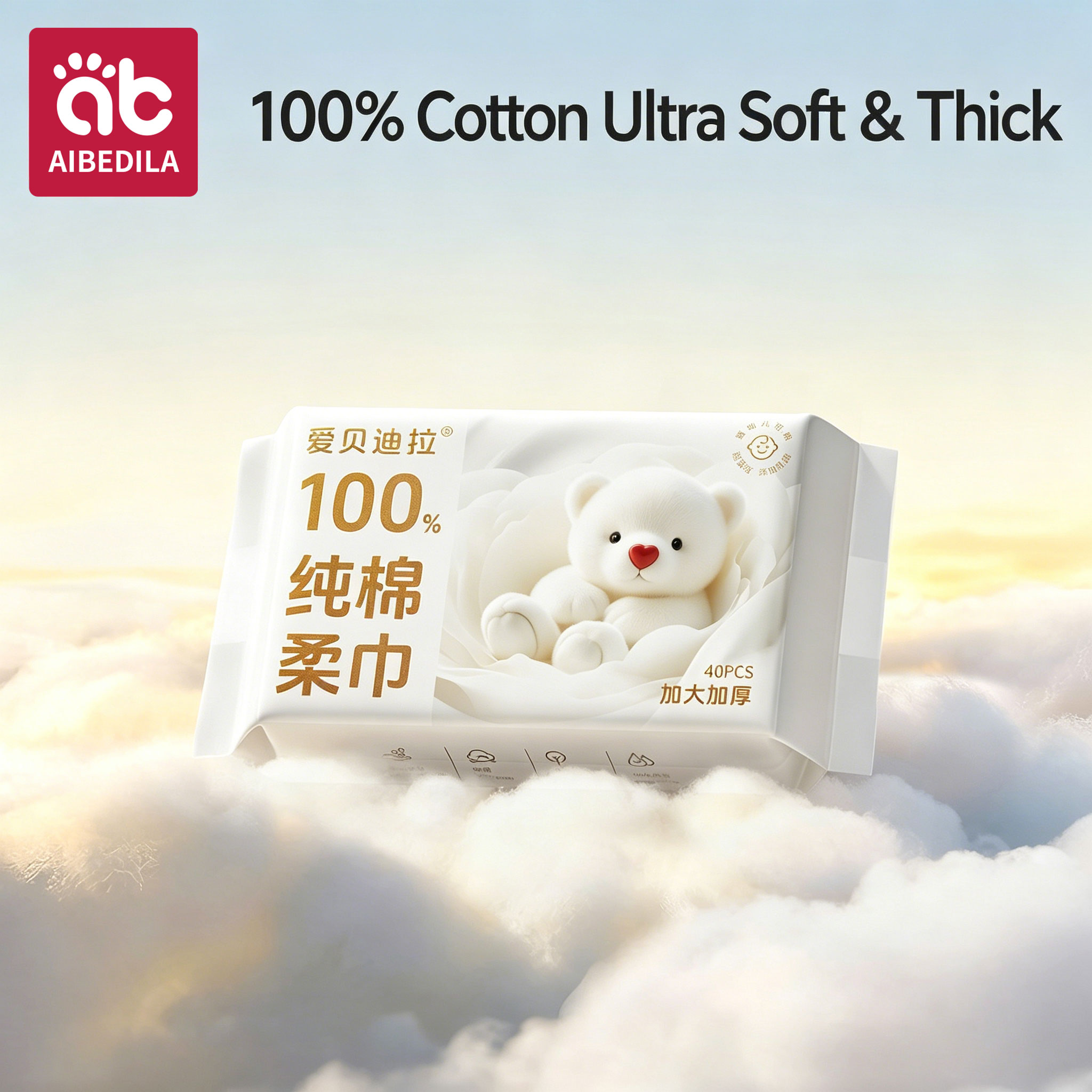 Skincare Newborn - Toallitas secas 100% algodón sensibles +